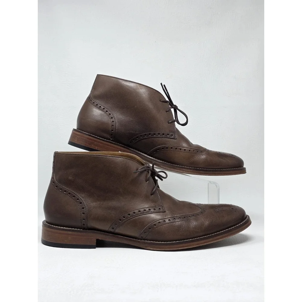 Johnston & Murphy Men's Brown Leather Wingtip Chukka Ankle Boots Size 10.5 M